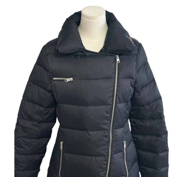 COP. COPINE Long Black Coat Asymmetrical Zipper Sz 40‎ M L Turbo Doudoune Down - Picture 6 of 11